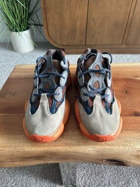 Yeezy 500 Neutral Beige and Orange Athletic Shoes